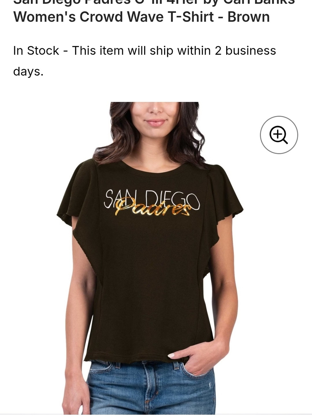 San Diego Padres Sequin Logo Tee - Brown with Gold - Picture 5 of 5